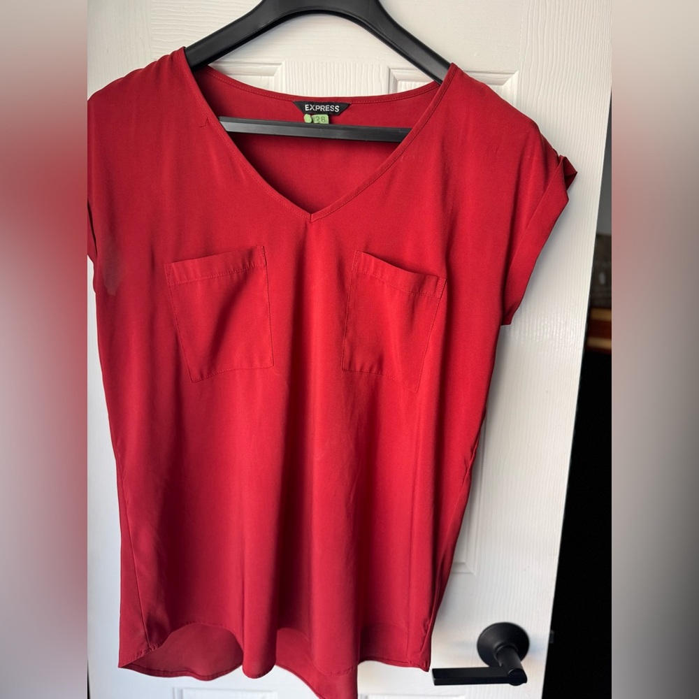 Express Women's Scarlet V-Neck Blouse